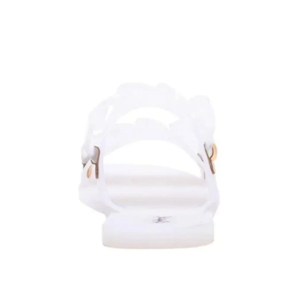 !! NEW !! Jelly Slide Sandals with Chain Detail in Matte White - Picture 8 of 11